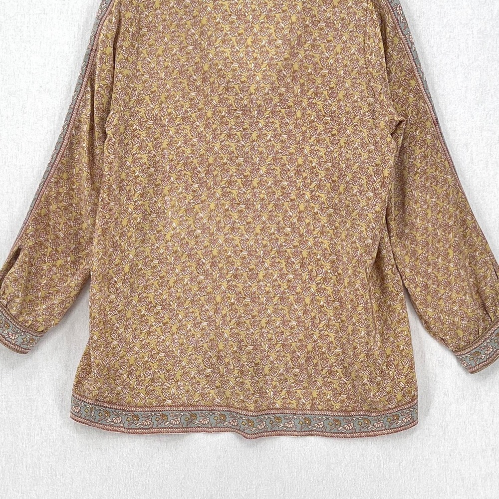 CALYPSO ST. BARTH Shirt Womens Small Gold Brown Printed Silk Long Sleeve Tunic - Picture 4 of 16